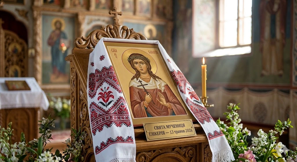 Ікона мучениці Глікерії та книга
