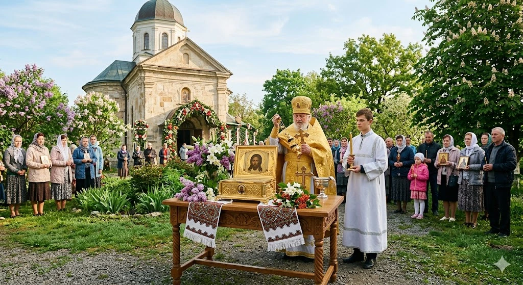 Церковна ікона серед бузку