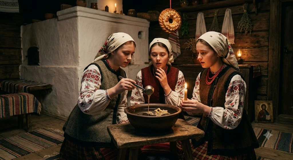 Дівчата ворожать: віск, калита