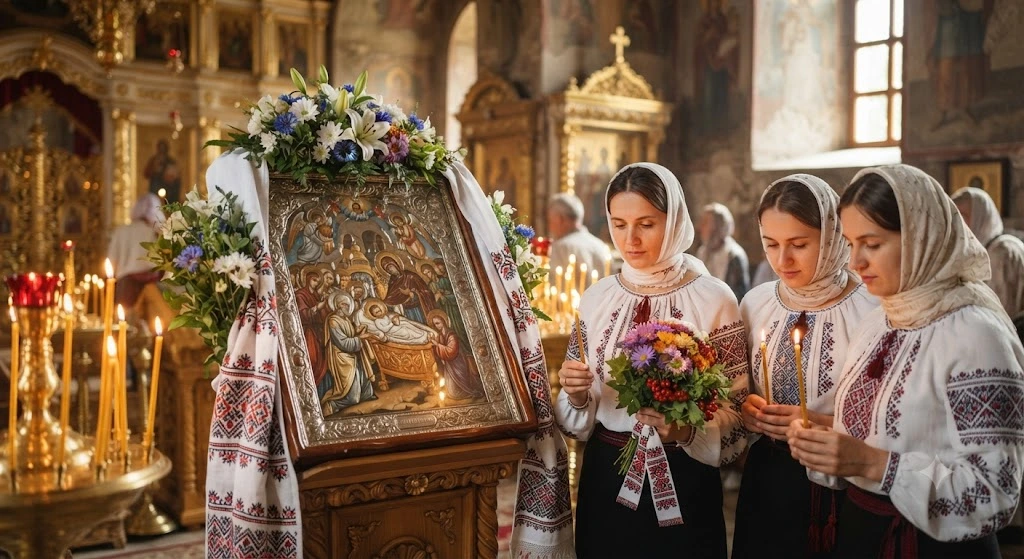Праздничная икона в церкви
