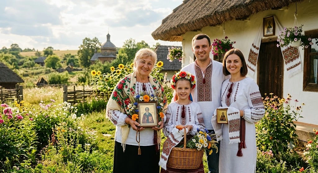 Украинская семья в вышиванках