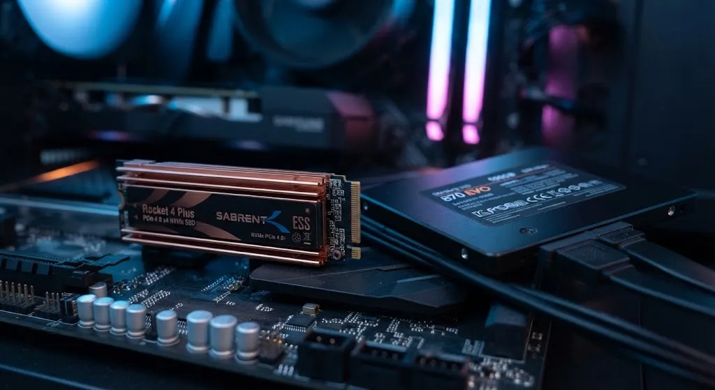 NVMe M.2 с радиатором и SATA SSD
