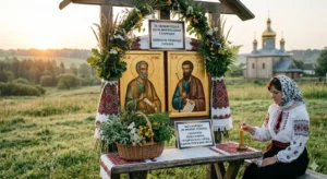 Ікона серед квітів у полі