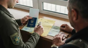 Пограничник проверяет медицинскую справку