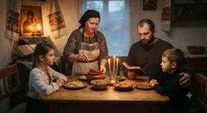 Семья за постным ужином