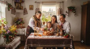 Семья за праздничным столом