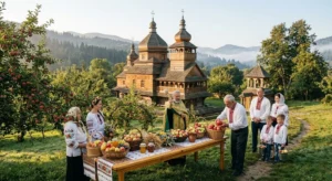 Спас, освящение яблок священником