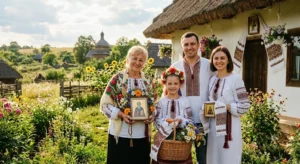Украинская семья в вышиванках