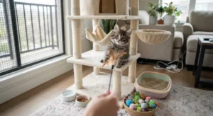 Котенок на игровом комплексе